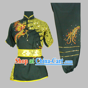 Chinese Classical Dragon Embroidery Kung Fu Dresses Full Set