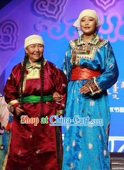 Mongolian Daughter and Mother Clothes and Headwears