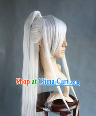 Chinese Young Handsome Men White Long Wig
