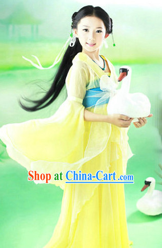 Ancient Chinese Classical Fan Dance Costumes for Kids