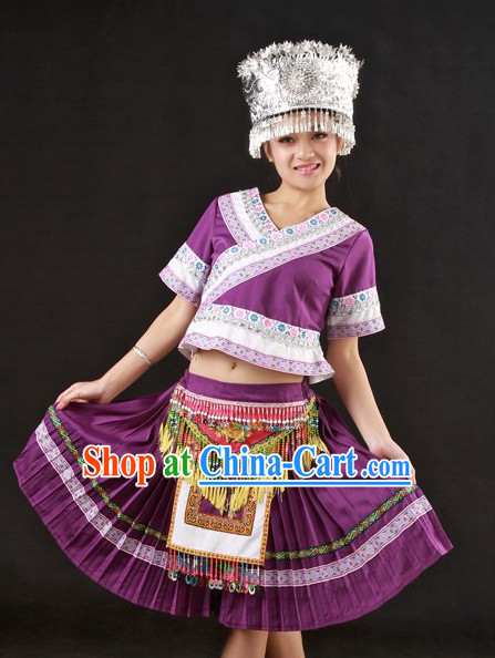 Traditional Chinese Miao Clothes and Hat for Women