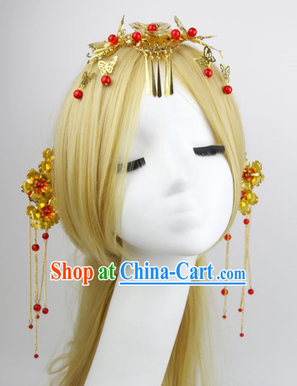 Romantic Chinese Traditional Red Headpiece