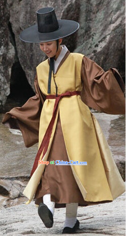 Ancient Korean Handsome Costumes and Hat Complete Set