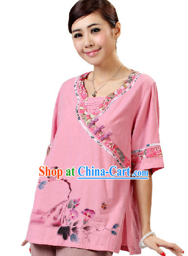 Hands Painted Mandarin Traditional Garment for Women