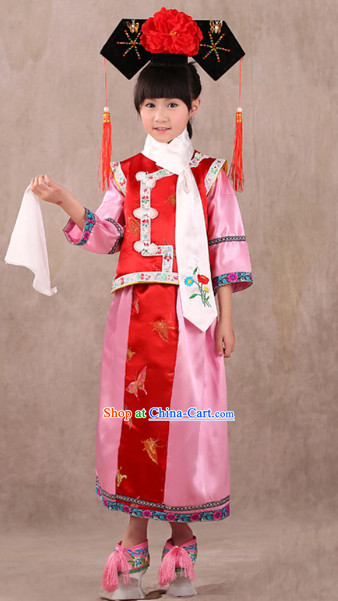 Qing Dynasty Princess Costumes and Headwears for Children