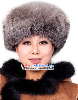 Traditional Chinese Handmade Mongolian Fox Hat