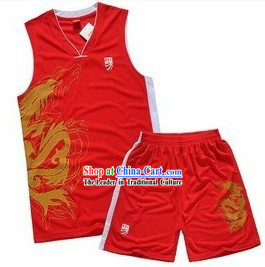 Traditional Red Dragon Dancer T-shirt Set