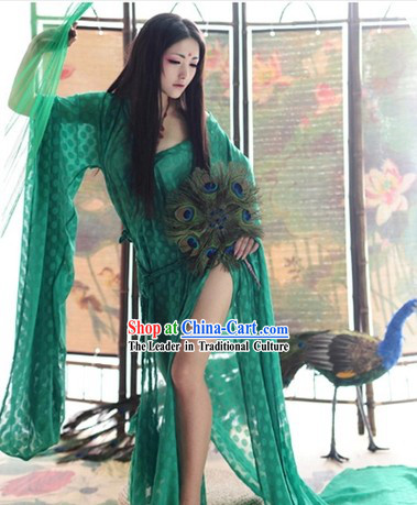 Traditional Chinese Green Tang Dynasty Lady Dress for Women