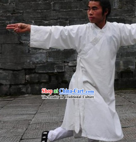 Top Quality Black Natural Flax Mandarin Chinese Martial Arts Robe and Pants
