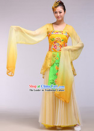 Long Sleeves Chinese Classical Dance Costumes and Hair Accessories for Women