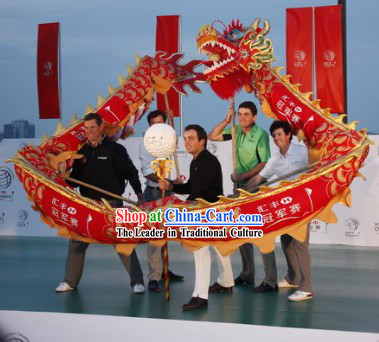 Six People Red Shanghai Dragon Dance Costume Complete Set
