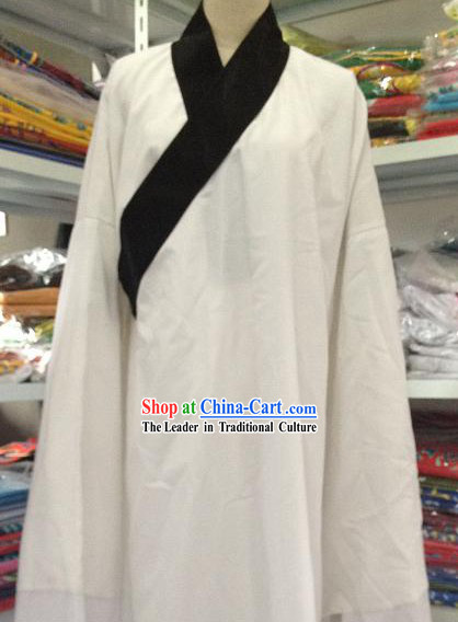 Long White Robe with Black Collar