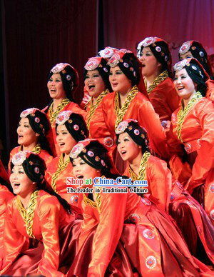 Traditional Chinese Tibetan Dance Costumes Complete Set