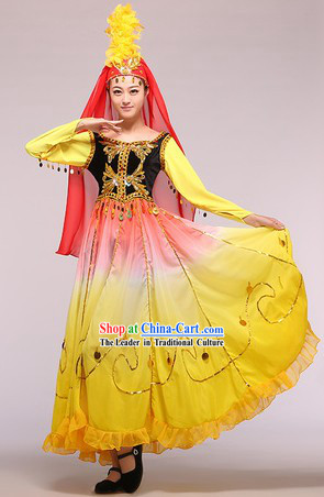 Uyghur Nationality Xinjiang Dance Costumes Complete Set