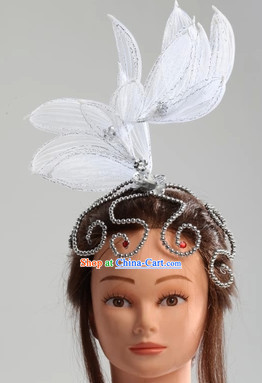 Traditional Chinese White Classical Dance Headpiece
