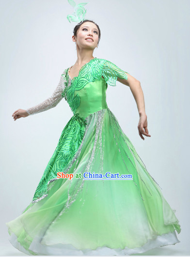Green Spring Recital Dance Uniform and Headwear