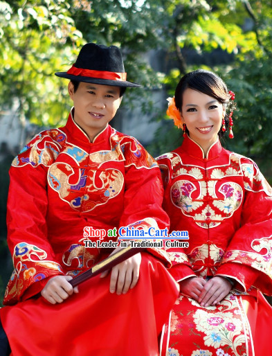 Happy Marriage Wedding Blouse, Skirt and Hat for Men and Women