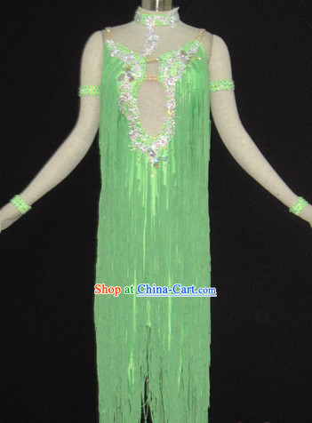 Top Tailored Made Green Latin Dance Skirt