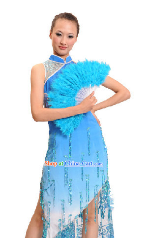 Professional Stage Performance Cheongsam Qipao and Fan