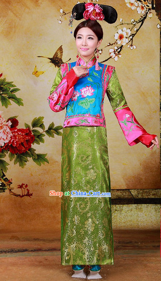 Top Chinese Style Qing Dynasty Gege Princess Halloween Costumes and Hat