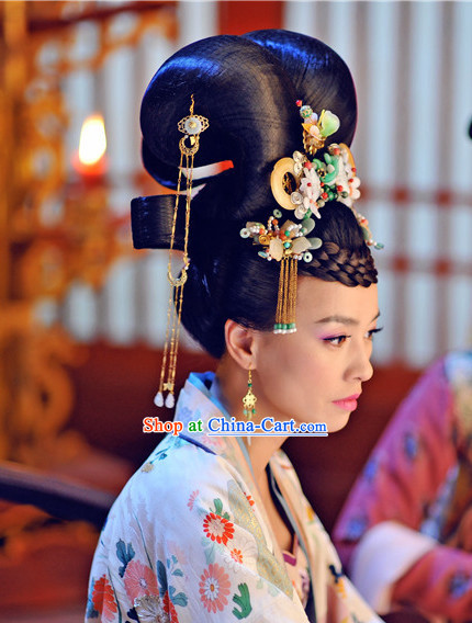 Ancient China Tang Dynasty Hair Ornaments and Wig