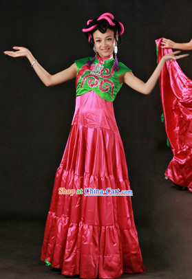Chinese Yi Nationality Clothing and Headdress Complete Set