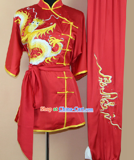 Silk Martial Arts Embroidered Dragon Uniforms Complete Set