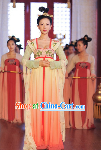 Traditional Chinese Princess Dress and Hair Decorations Complete Set Free Shipping