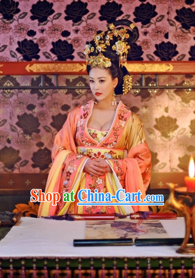 Traditional Chinese Emperss Clothing and Hair Ornaments Complete Set