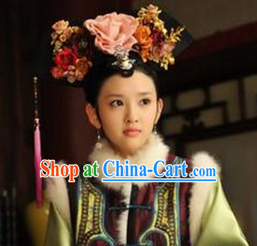 Chinese Qing Dynasty Princess Floral Manchu Hat