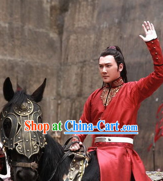 Chinese Costume Period of the Northern and Southern Dynasties Lanling Wang Red General Clothes for Men