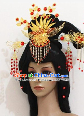 Ancient Chinese Palace Lady Wigs and Handmade Hair Accessories