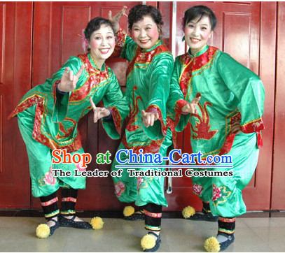 Chinese Happy Nanny Dance Costumes and Wigs