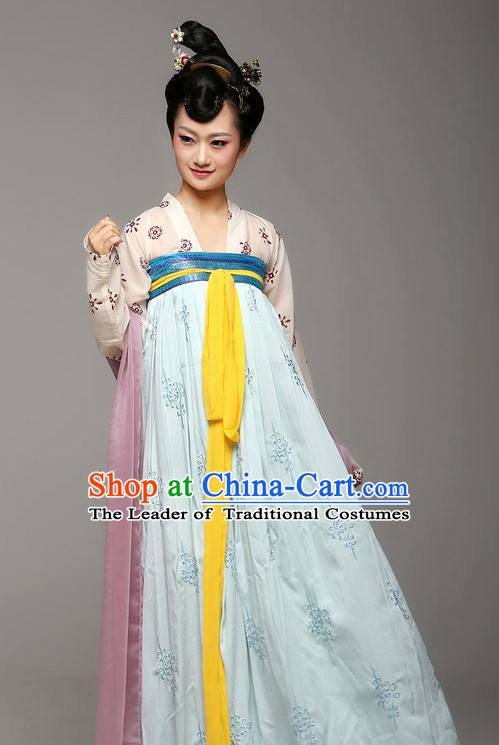 Chinese Ancient Female Tang Dynasty Lady Halloween Costumes and Hair Jewelry