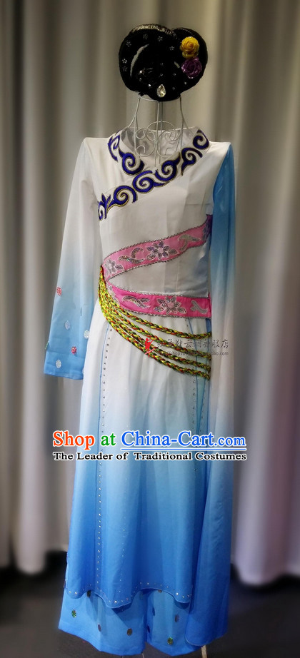 Chinese Folk Ethnic Dance Costume and Hat Complete Set for Girls or Women