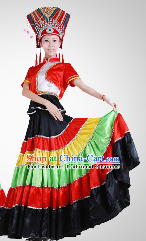 Chinese Folk Minority Dance Costume Wholesale Clothing Group Dance Costumes Dancewear Supply for Women