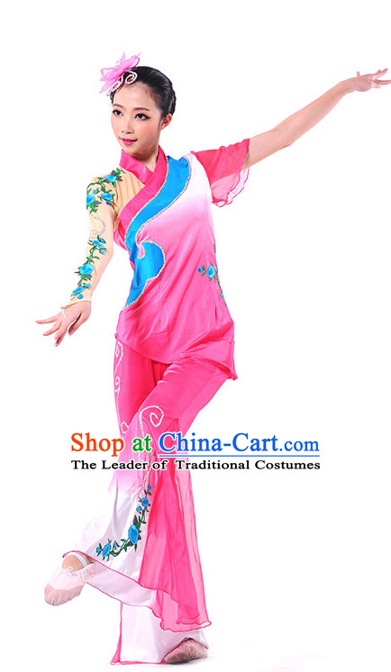 Chinese Fan Dance Outfit Costume Wholesale Clothing Group Dance Costumes Dancewear Supply for Girls