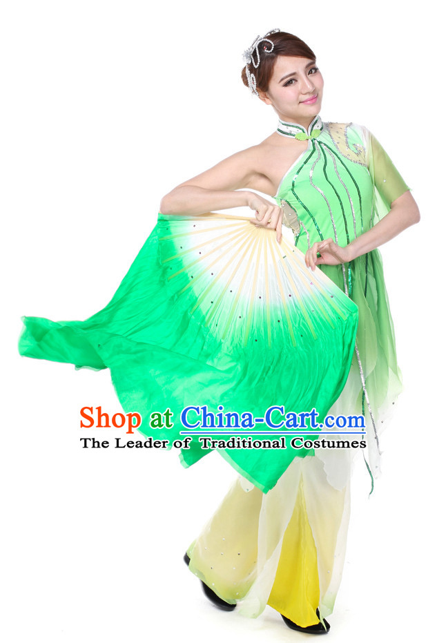 Color Transition Chinese Silk Dance Fan