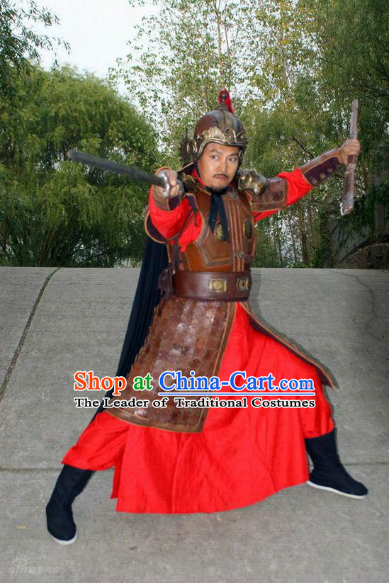 Ming Dynasty General Zhu Li Costumes Dresses Clothing Clothes Garment Outfits Suits Complete Set for Men