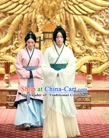 Chinese Han Dynasty Wei Zi Fu Empress Costume Dresses Clothing Clothes Garment Outfits Suits Complete Set for Women