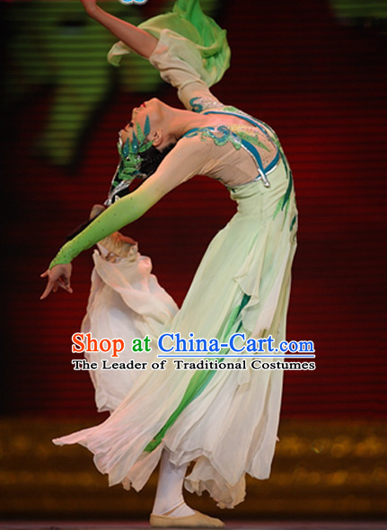 Chinese Folk Classical Dance Costumes and Headwear Complete Set for Women