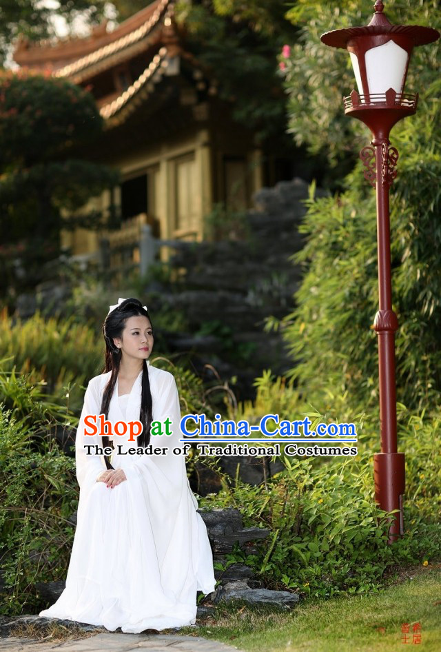 Chinese White Kung Fu Girl Costume Clothes