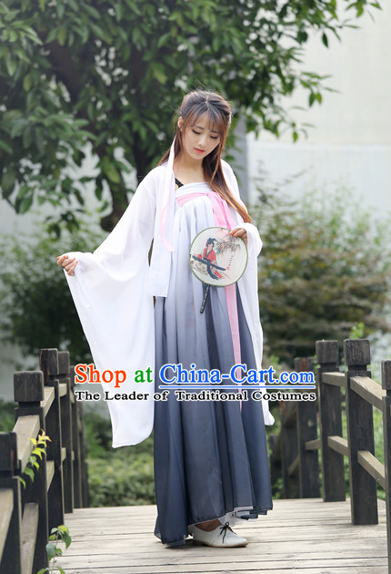 Tang Dynasty White Grey Dance Costumes for Girls
