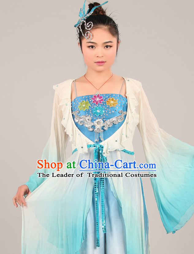 Chinese Costume Folk Chinese Group Dance Costumes Carnival Costumes Fancy Dress National Garment and Hair Accessories