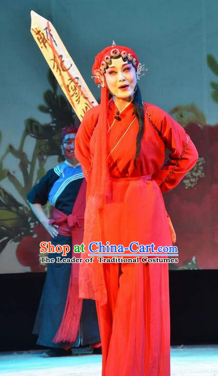 Ancient Chinese Asian Peking Opera Costumes Qin Xianglian Prisoner Costume and Headwear Complete Set