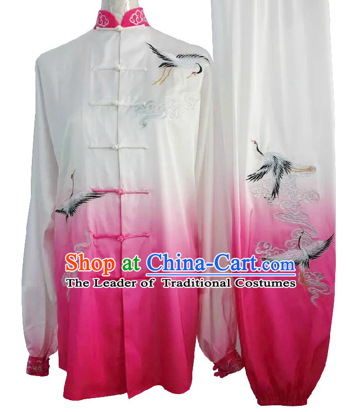 Top Embroidered Cranes Color Transition Wing Chun Uniform Martial Arts Supplies Supply Karate Gear Tai Chi Uniforms Clothing for Women