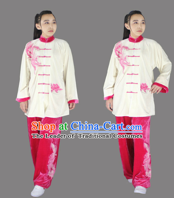 Top Long Sleeves Embroidered Phoenix Tai Chi Wing Chun Uniform Martial Arts Supplies Supply Karate Gear Martial Arts Uniforms Clothing for Men or Women