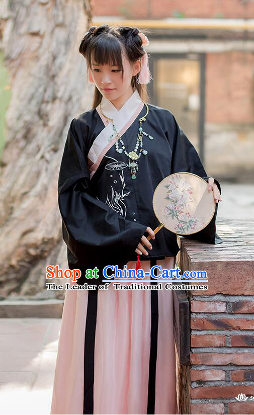 Chinese Ming Dynasty Dress Clothing and Hair Jewelry Complete Set for Women and Girls