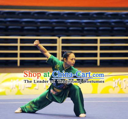 Top Wushu Long Pole Competition Suits Southern Fist Tourament Qigong Kung Fu Training Karate Clothes Shaolin Outfit Martial Arts Uniform for Men Women Girls Boys Kids Adults