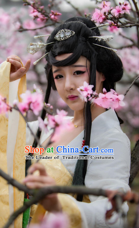 Ancient Chinese Female Wigs Toupee Wigs Human Hair Wig Hair Extensions Sisters Weave Cosplay Wigs Lace Hair Pieces and Accessories for Women